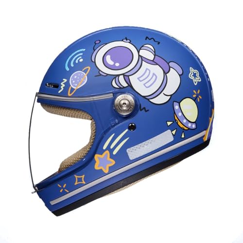 DOT Approved Retro Lightweight Kids Full Face Motorcycle Helmet Scooter ATV Motorbike Helmet Cute and Classic Children's Moped Cruiser Chopper Helmet with Visor for 2-14 yeas Old Child