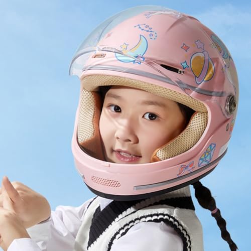 DOT Approved Retro Lightweight Kids Full Face Motorcycle Helmet Scooter ATV Motorbike Helmet Cute and Classic Children's Moped Cruiser Chopper Helmet with Visor for 2-14 yeas Old Child