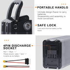 36V 48V E Bike Lithium Battery, Silver Fish Lithium-ion Battery with 30A BMS for 250W/350W/500/750/900/1000W Motors, Safe Lock, Led Indicator Light for Controller (48V 15AH)