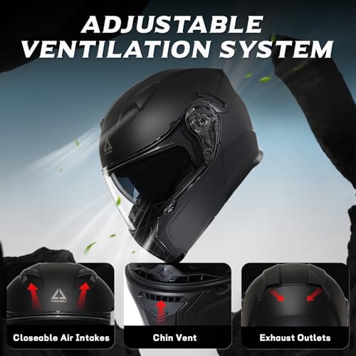 TRIANGLE Modular Motorcycle Helmets for Men Flip Up Full Face Helmet Dual Visor with Internal Sunshield DOT Approved