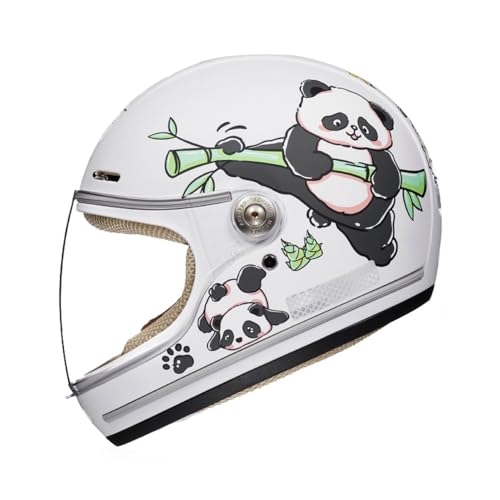 DOT Approved Retro Lightweight Kids Full Face Motorcycle Helmet Scooter ATV Motorbike Helmet Cute and Classic Children's Moped Cruiser Chopper Helmet with Visor for 2-14 yeas Old Child