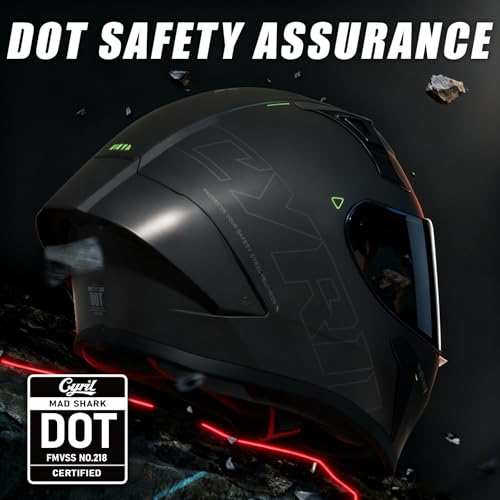 CYRIL Full Face Motorcycle Helmets for Adults Men & Women with Tinted and Clear Visor Meet Dot Approved