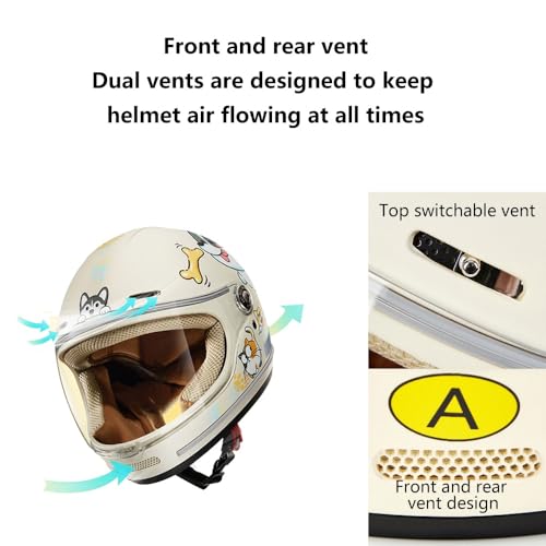 DOT Approved Retro Lightweight Kids Full Face Motorcycle Helmet Scooter ATV Motorbike Helmet Cute and Classic Children's Moped Cruiser Chopper Helmet with Visor for 2-14 yeas Old Child