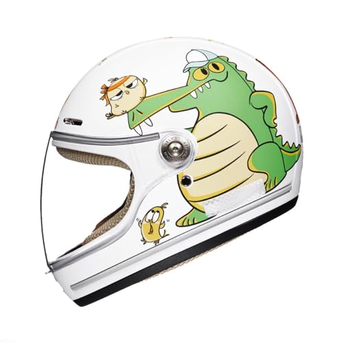 DOT Approved Retro Lightweight Kids Full Face Motorcycle Helmet Scooter ATV Motorbike Helmet Cute and Classic Children's Moped Cruiser Chopper Helmet with Visor for 2-14 yeas Old Child
