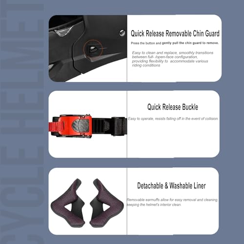 Full Face Motorcycle Helmet for Unisex-Adult Dirt Bike ATV Scooter Cruiser 3/4 Face Motocross Helmet Interchangeable Mouth Cover DOT Approved