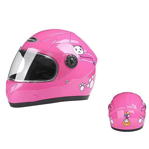 Children Full Face Electric Helmet with Visor, DOT Approved Boys Girls Motorcycle Bicycle MTB Kart Crash Helmet, Youth ATV Dirt Bicycle MTB Kart Bike Racing Helmet for 4-10 Years Kids