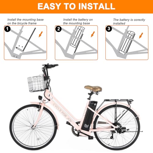 36V 48V E Bike Lithium Battery, Silver Fish Lithium-ion Battery with 30A BMS for 250W/350W/500/750/900/1000W Motors, Safe Lock, Led Indicator Light for Controller (48V 15AH)