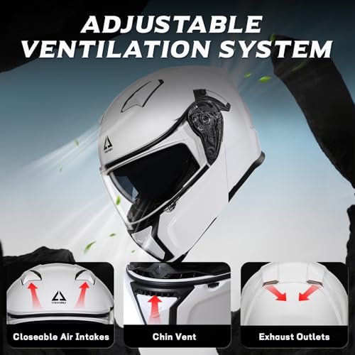 TRIANGLE Modular Motorcycle Helmets for Men Flip Up Full Face Helmet Dual Visor with Internal Sunshield DOT Approved