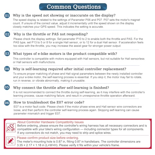 24V 36V 48V Electric Bike Controller Kit 17A 350W Brushless Motor Controller and Ebike LCD Display Electric Scooter Controller Electric Bicycle Speed Controller with Ebike Screen BLDC Controller