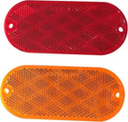 MAXXHAUL 51018 Oval Reflectors 4 Red and 4 Amber Self Adhesive or Drill Mount-DOT 8 pack for Trucks RV's Campers Bike Racks Cargo Carriers 4-3/8 inch x 2 inch x 1/4 inch