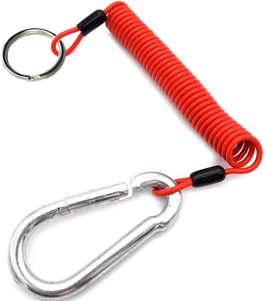 6' Breakaway Trailer Cable Trailer Brake Cable RV Stainless Steel Spring Towing Coiled Wire Safety Straps Ground Clip,for Breakaway Switch 4PCS