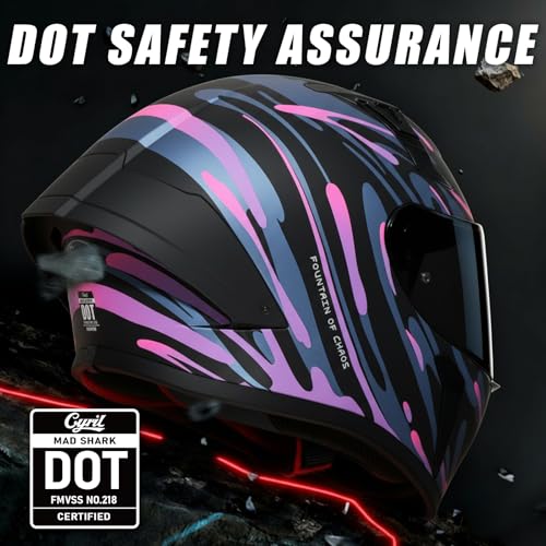 CYRIL Full Face Motorcycle Helmets for Adults Men & Women with Tinted and Clear Visor Meet Dot Approved