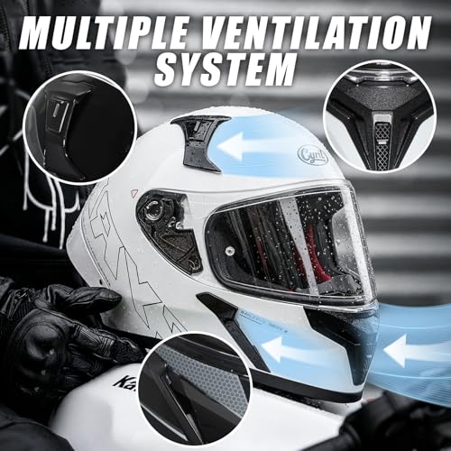 CYRIL Full Face Motorcycle Helmets for Adults Men & Women with Tinted and Clear Visor Meet Dot Approved
