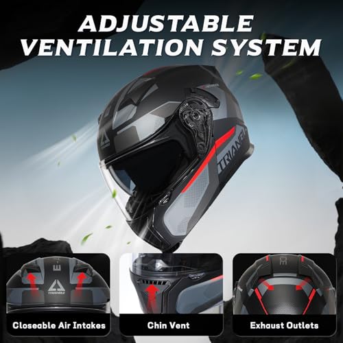 TRIANGLE Modular Motorcycle Helmets for Men Flip Up Full Face Helmet Dual Visor with Internal Sunshield DOT Approved