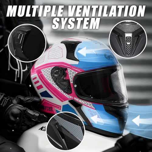 CYRIL Full Face Motorcycle Helmets for Adults Men & Women with Tinted and Clear Visor Meet Dot Approved