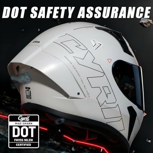 CYRIL Full Face Motorcycle Helmets for Adults Men & Women with Tinted and Clear Visor Meet Dot Approved
