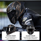 CYRIL Full Face Motorcycle Helmets for Adults Men & Women with Tinted and Clear Visor Meet Dot Approved