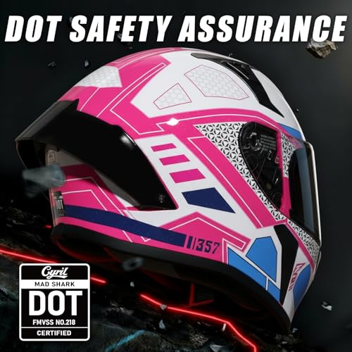 CYRIL Full Face Motorcycle Helmets for Adults Men & Women with Tinted and Clear Visor Meet Dot Approved