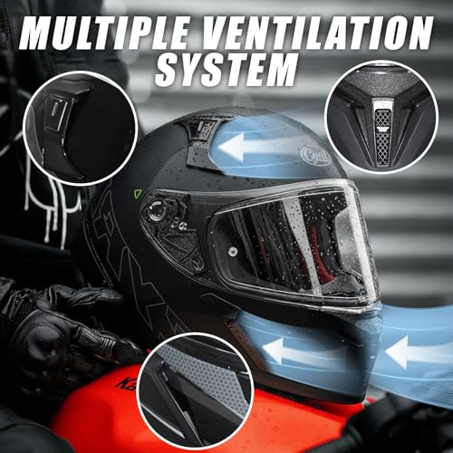 CYRIL Full Face Motorcycle Helmets for Adults Men & Women with Tinted and Clear Visor Meet Dot Approved