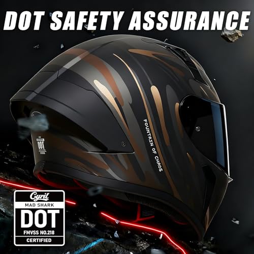 CYRIL Full Face Motorcycle Helmets for Adults Men & Women with Tinted and Clear Visor Meet Dot Approved