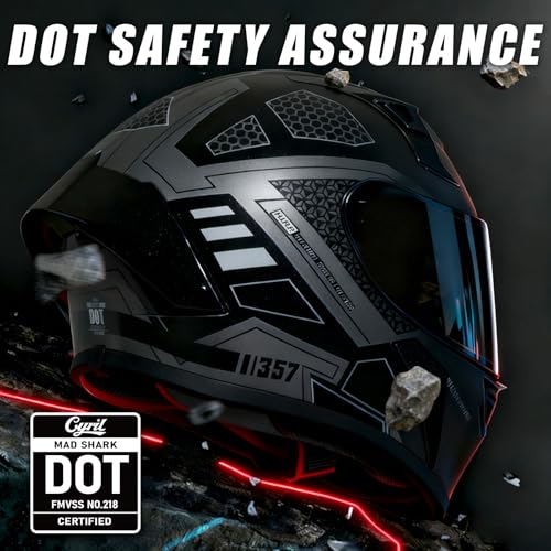 CYRIL Full Face Motorcycle Helmets for Adults Men & Women with Tinted and Clear Visor Meet Dot Approved