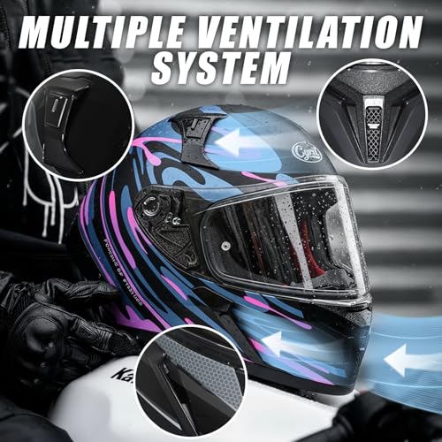 CYRIL Full Face Motorcycle Helmets for Adults Men & Women with Tinted and Clear Visor Meet Dot Approved