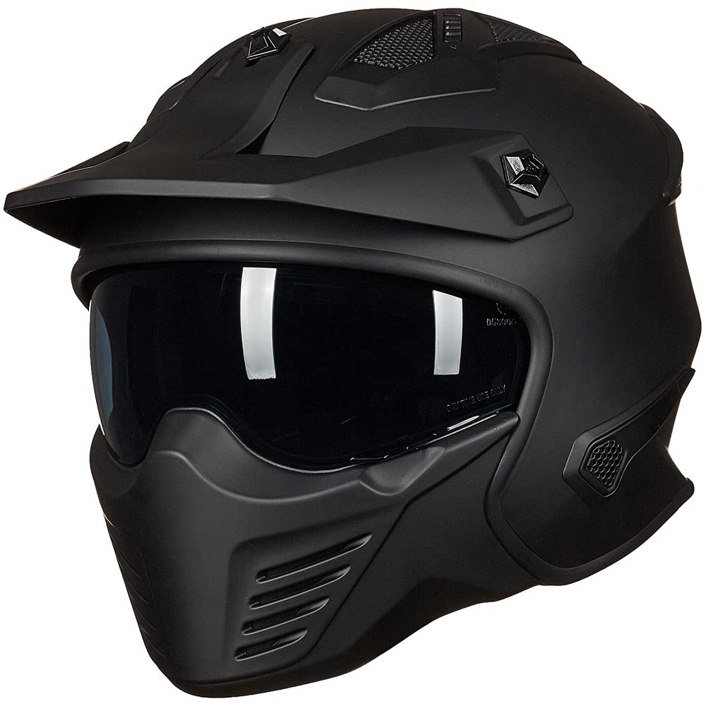 ILM Open Face Motorcycle 3/4 Half Helmet for Dirt Bike Moped ATV UTV Motocross Electric Cruiser Scooter DOT Model 726X(Matte Black,S)