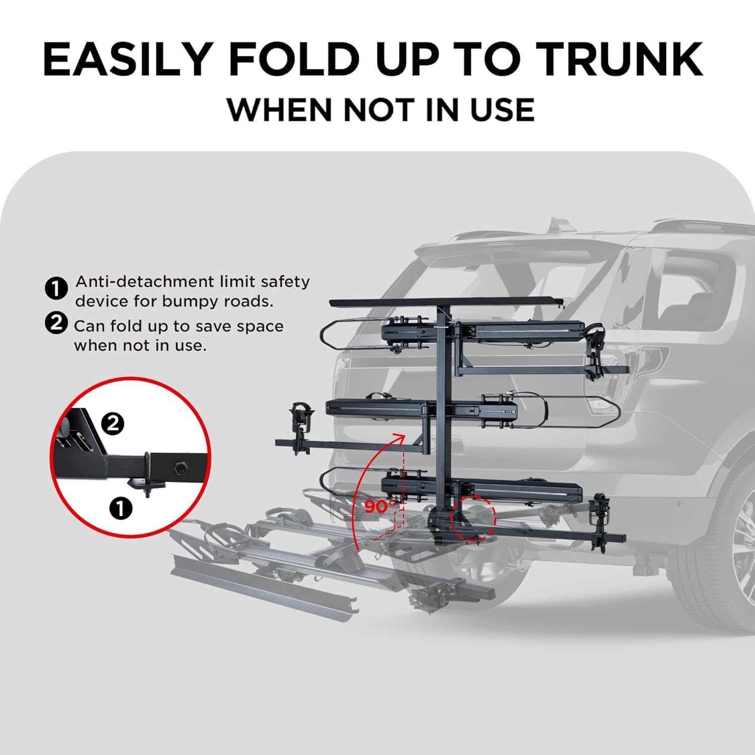 RokRack S One 1-Ebike Rack with Ramp, 100 lbs Capacity, Single Hitch Mount Electric Bike Rack, Fits up to 5" Fat Tire Width and 50" Wheelbase, Ebike Carrier Rack for 2" Receiver for Cars SUVs Vans RVs