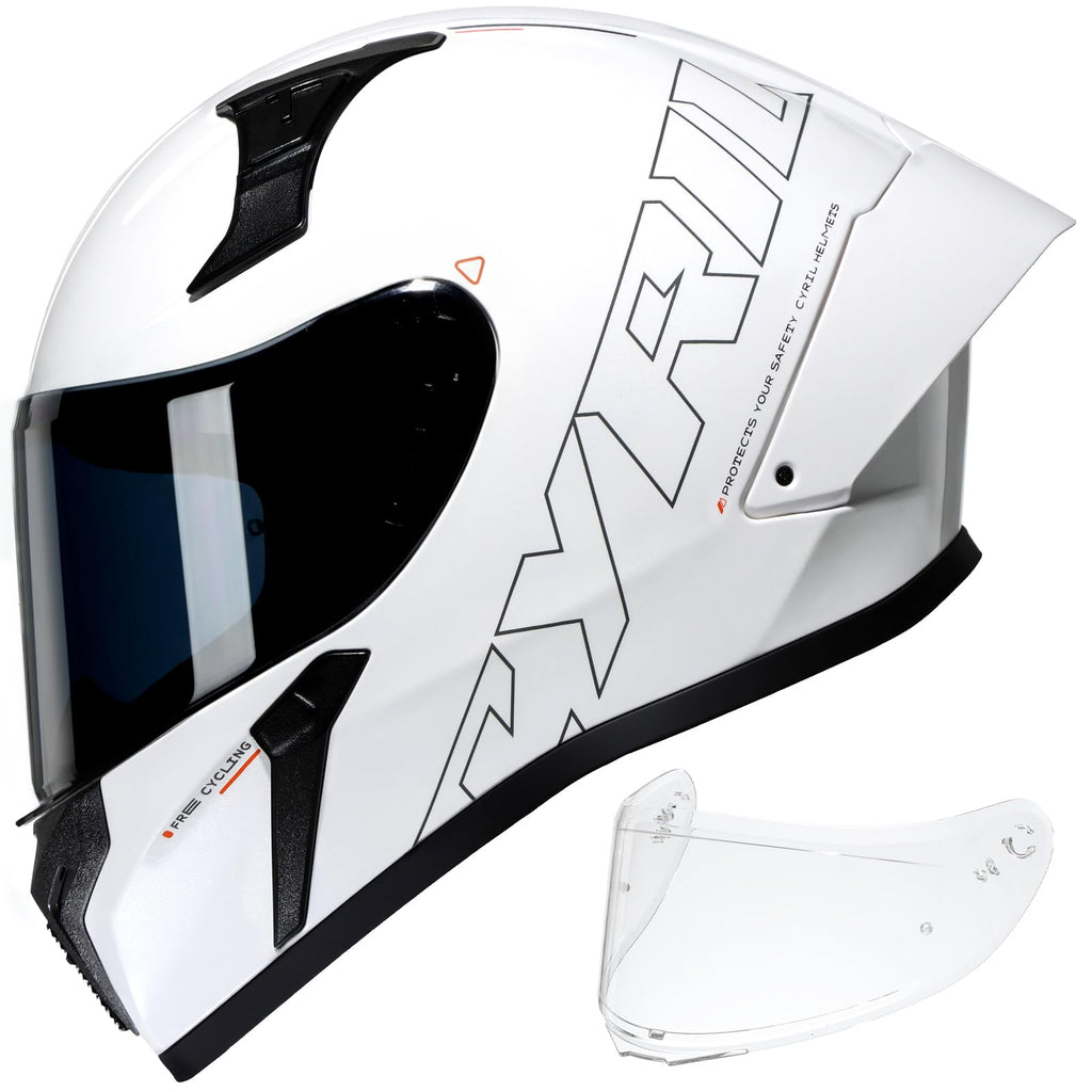 CYRIL Full Face Motorcycle Helmets for Adults Men & Women with Tinted and Clear Visor Meet Dot Approved