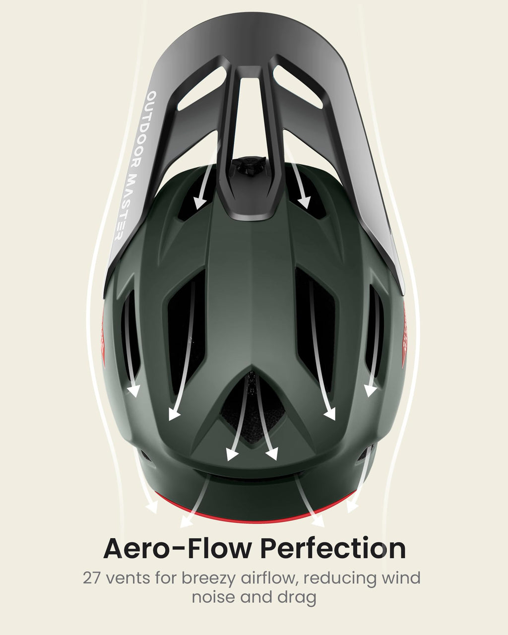 OutdoorMaster Full Face Mountain Bike Helmet for Men & Women-Two Removable Chin Pad Mountain Bike Helmet Grizzly, Ventilation Lightweight Racing Downhill DH BMX MTB Helmet