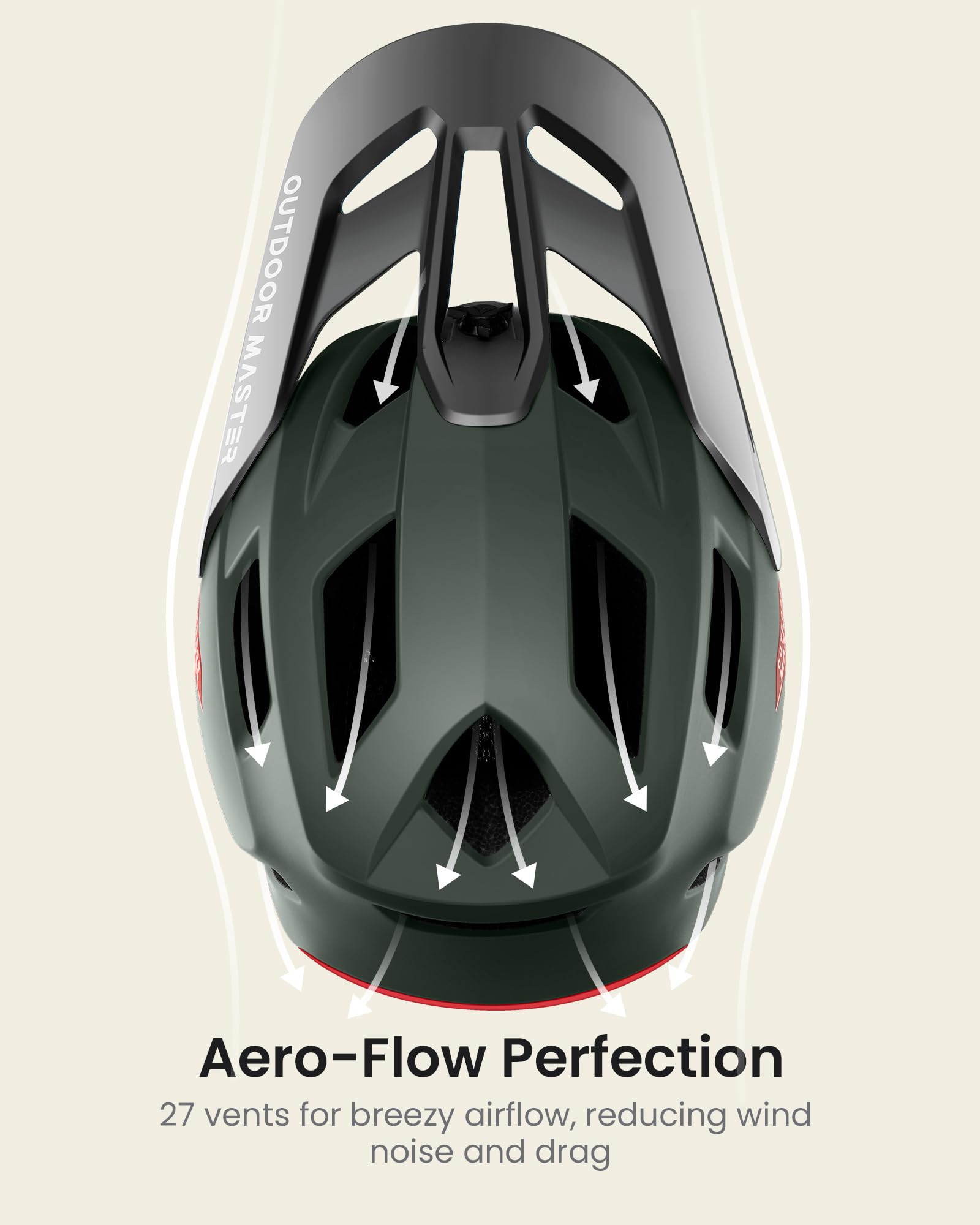 OutdoorMaster Full Face Mountain Bike Helmet for Men & Women-Two Removable Chin Pad Mountain Bike Helmet Grizzly, Ventilation Lightweight Racing Downhill DH BMX MTB Helmet