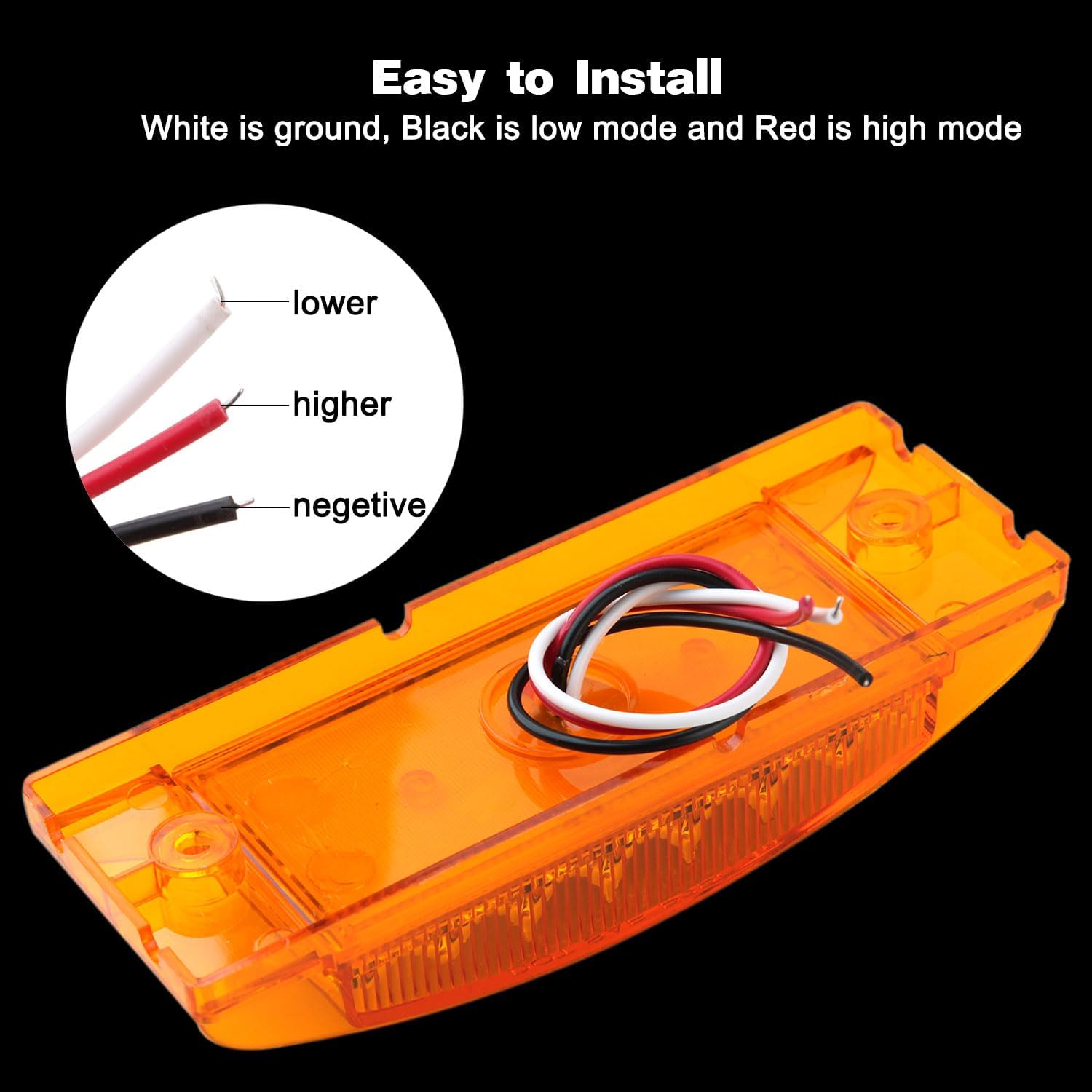 10Pcs 6" Inch Rectangle Led Trailer Side Marker Clearance Lights 20 LED Reflectors, Rectangular Amber 6" x 2" LED Marker Lights Aux Turn Signals Surface Mount Sealed Truck RV Waterproof