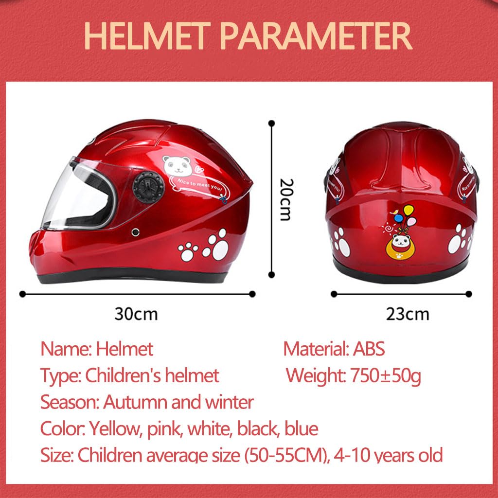 Children Full Face Electric Helmet with Visor, DOT Approved Boys Girls Motorcycle Bicycle MTB Kart Crash Helmet, Youth ATV Dirt Bicycle MTB Kart Bike Racing Helmet for 4-10 Years Kids