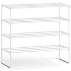 SONGMICS Shoe Rack, 3-Tier Shoe Organizer, Metal Storage Shelf, Upright or Upside Down, for 16-20 Pairs, Stackable, for Entryway, 11.8 x 36.2 x 21.7 Inches, Black ULSA303B02