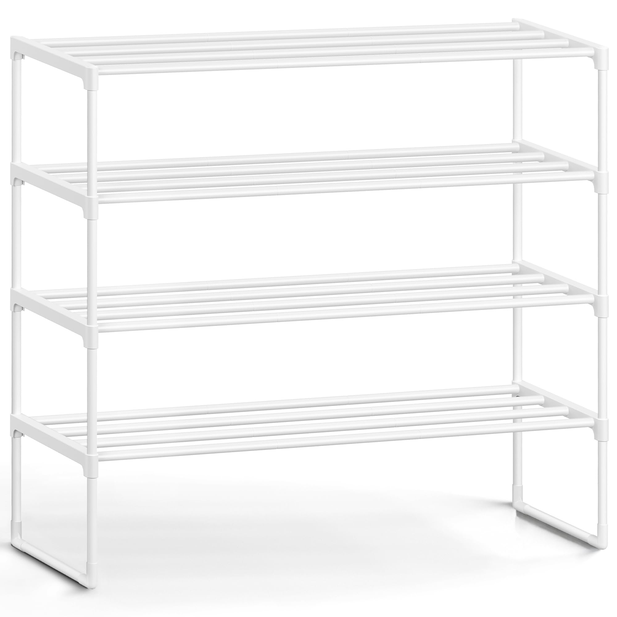 SONGMICS Shoe Rack, 3-Tier Shoe Organizer, Metal Storage Shelf, Upright or Upside Down, for 16-20 Pairs, Stackable, for Entryway, 11.8 x 36.2 x 21.7 Inches, Black ULSA303B02