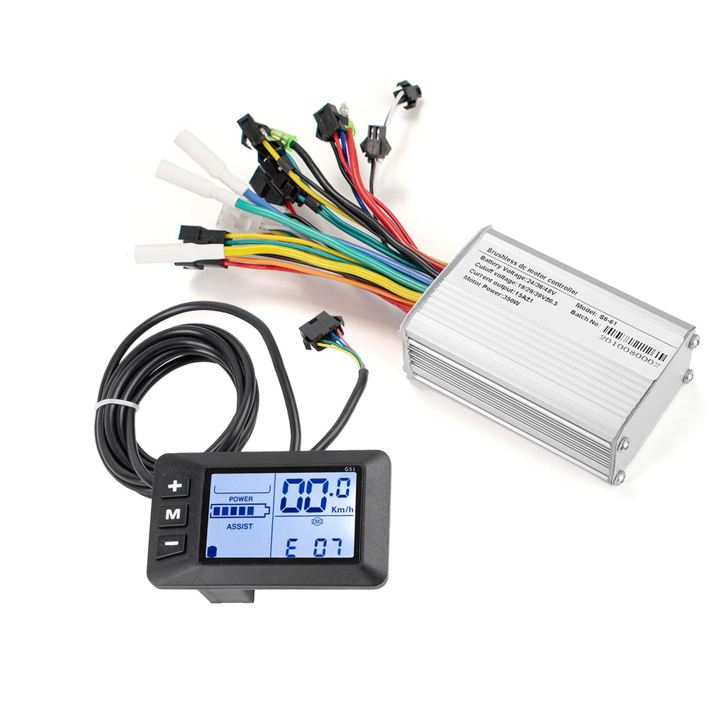 24V 36V 48V Electric Bike Controller Kit 17A 350W Brushless Motor Controller and Ebike LCD Display Electric Scooter Controller Electric Bicycle Speed Controller with Ebike Screen BLDC Controller