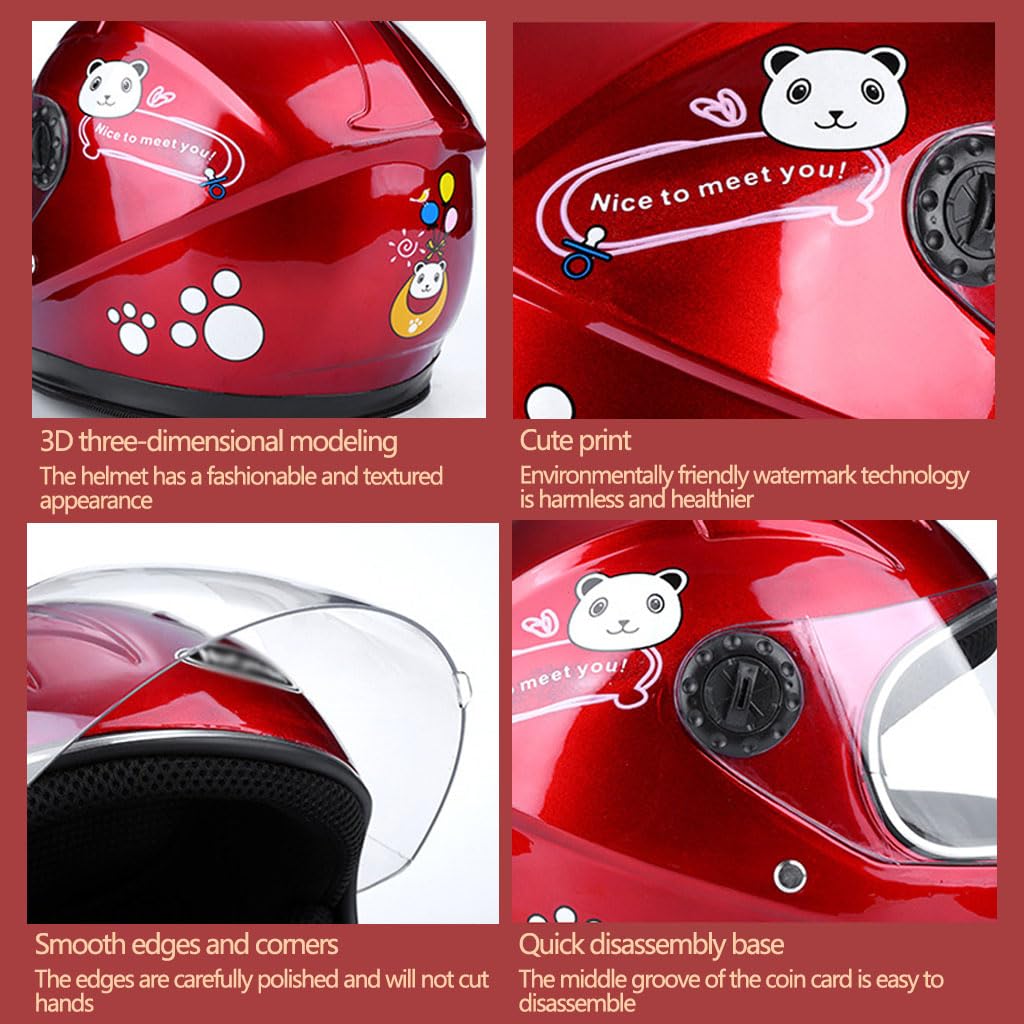 Youth & Kids Motorcycle Full Face Sport Helmet, 4-10 Years Old Children Cartoon Style Four-Wheel Motorbike Helmet, Boys Girls Street Cruiser ATV Moped Scooter Helmet, DOT Certified