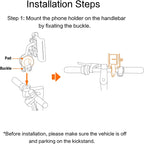 Segway Ninebot Phone Mount, Adjustable Electric Scooter eMoped Bicycle Handlebar Phone Holder, Fits Any 4-6.5 inches Cellphone, Compatible with MAX G3, MAX G2, F Series, E Series