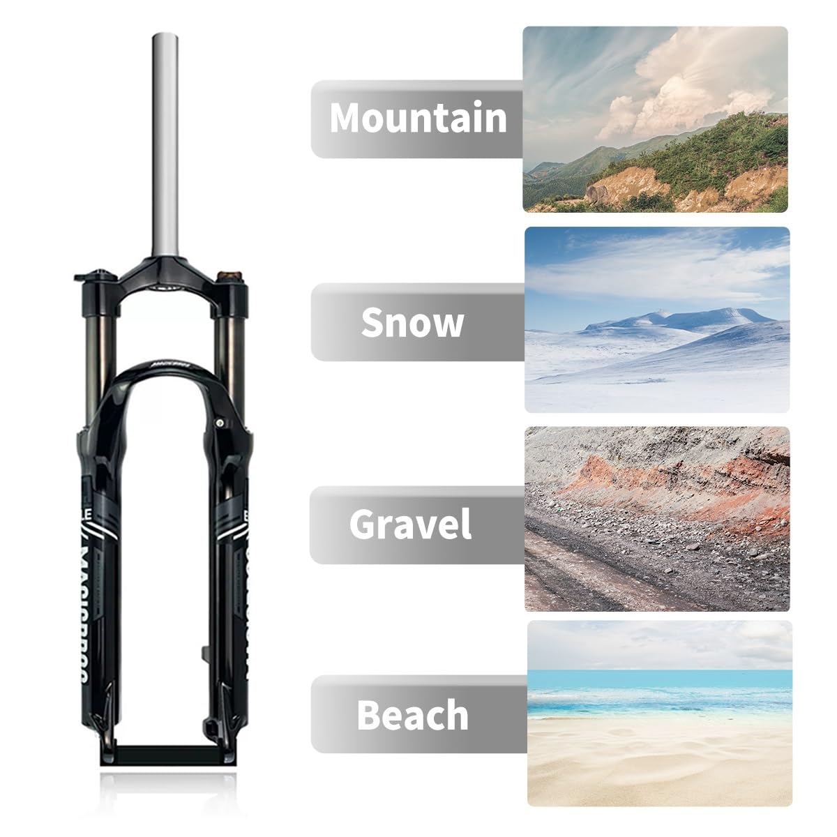 Bike Suspension Fork 26inch Travel 110mm Mountain Bikes Spring Fork 1-1/8" Straight Bike Mechanical Forks Disc Brake V-Brake Bike Fork Manual 9 * 100mm QR