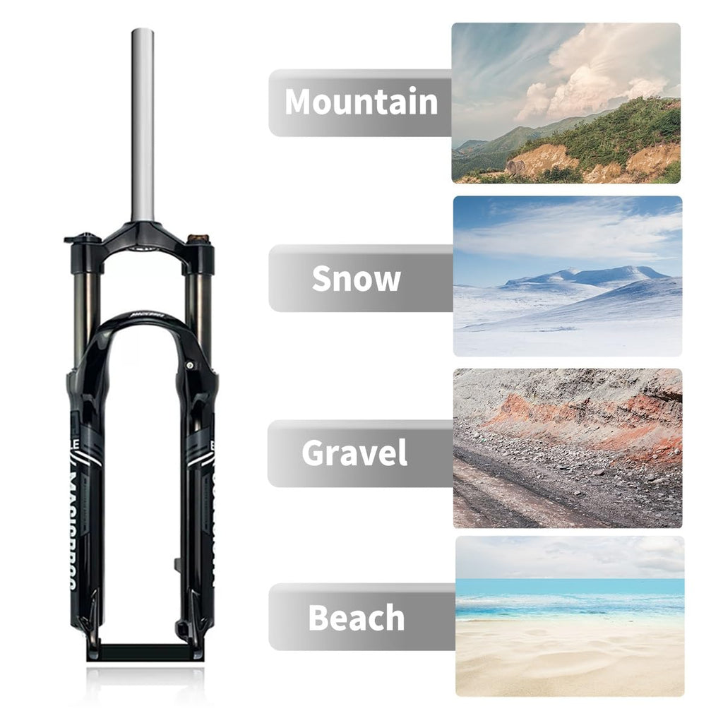 Bike Suspension Fork 26inch Travel 110mm Mountain Bikes Spring Fork 1-1/8" Straight Bike Mechanical Forks Disc Brake V-Brake Bike Fork Manual 9 * 100mm QR