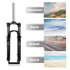 Bike Suspension Fork 26inch Travel 110mm Mountain Bikes Spring Fork 1-1/8" Straight Bike Mechanical Forks Disc Brake V-Brake Bike Fork Manual 9 * 100mm QR