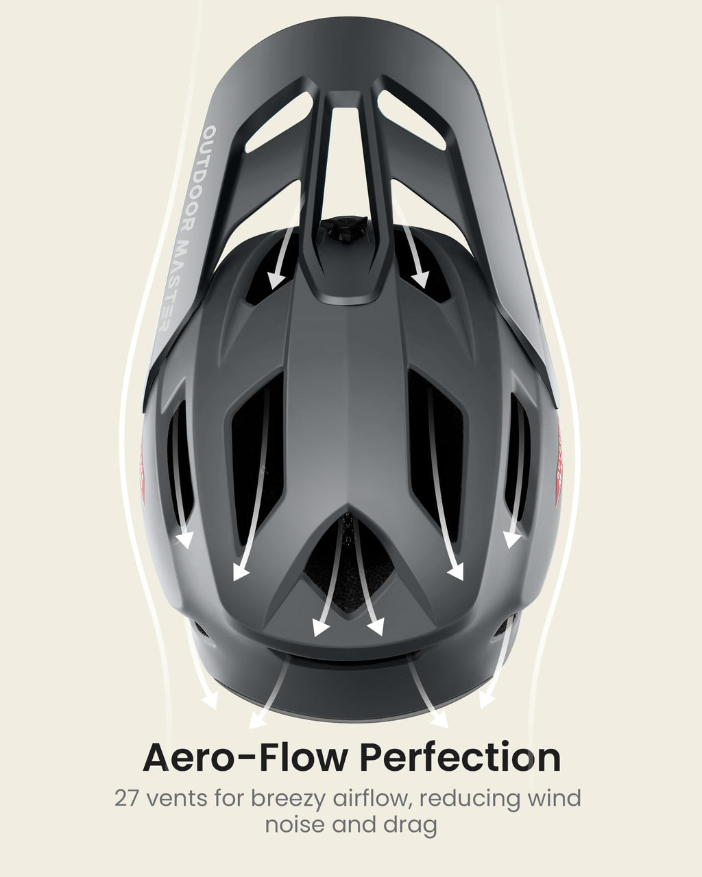 OutdoorMaster Full Face Mountain Bike Helmet for Men & Women-Two Removable Chin Pad Mountain Bike Helmet Grizzly, Ventilation Lightweight Racing Downhill DH BMX MTB Helmet