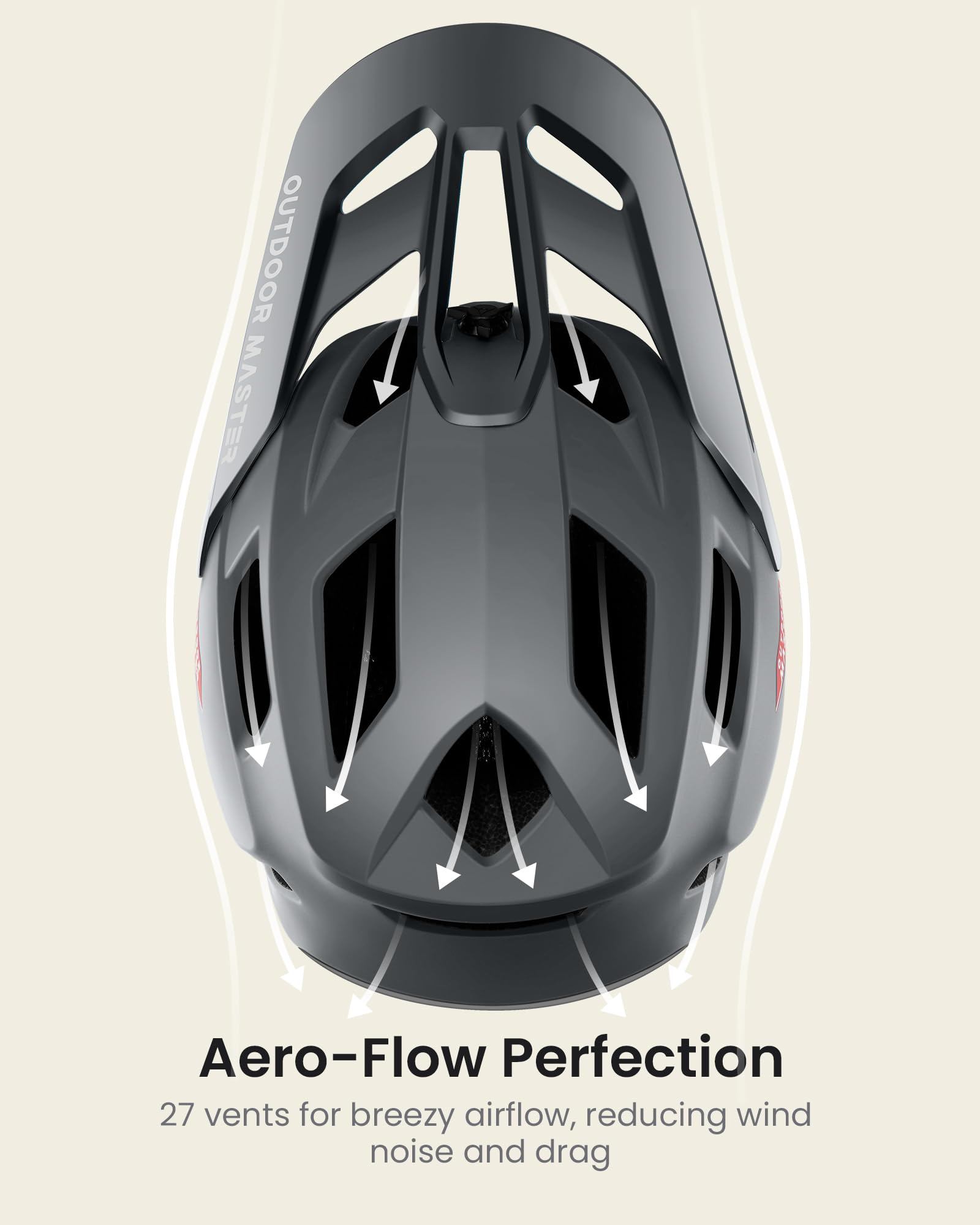 OutdoorMaster Full Face Mountain Bike Helmet for Men & Women-Two Removable Chin Pad Mountain Bike Helmet Grizzly, Ventilation Lightweight Racing Downhill DH BMX MTB Helmet