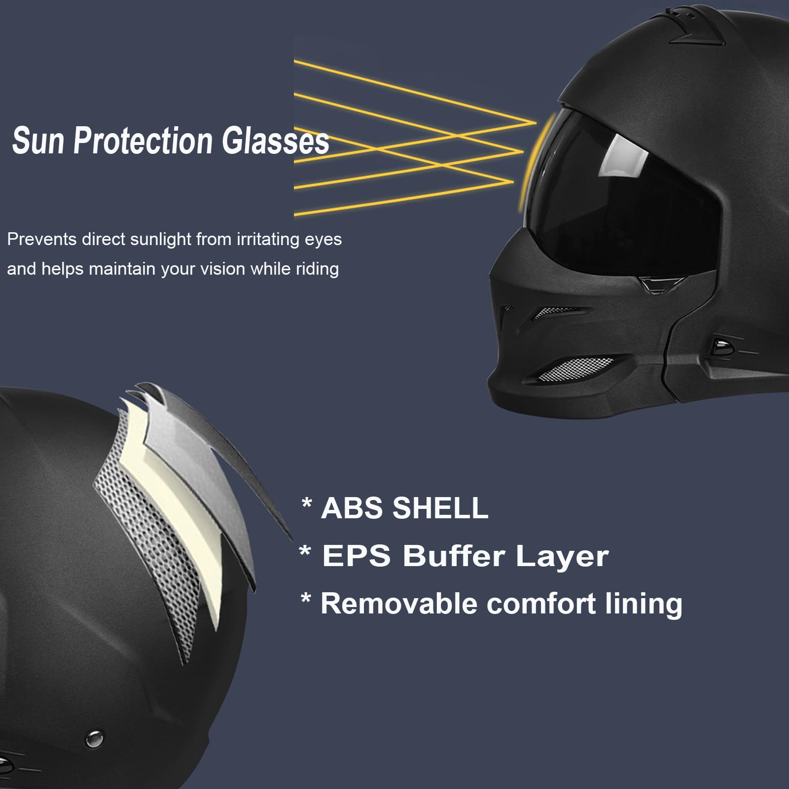 Full Face Motorcycle Helmet for Unisex-Adult Dirt Bike ATV Scooter Cruiser 3/4 Face Motocross Helmet Interchangeable Mouth Cover DOT Approved