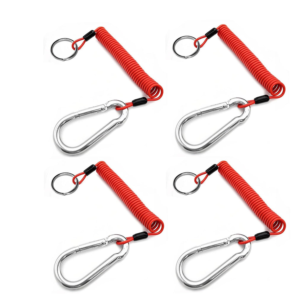 6' Breakaway Trailer Cable Trailer Brake Cable RV Stainless Steel Spring Towing Coiled Wire Safety Straps Ground Clip,for Breakaway Switch 4PCS