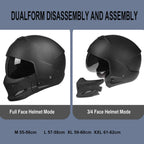 Full Face Motorcycle Helmet for Unisex-Adult Dirt Bike ATV Scooter Cruiser 3/4 Face Motocross Helmet Interchangeable Mouth Cover DOT Approved
