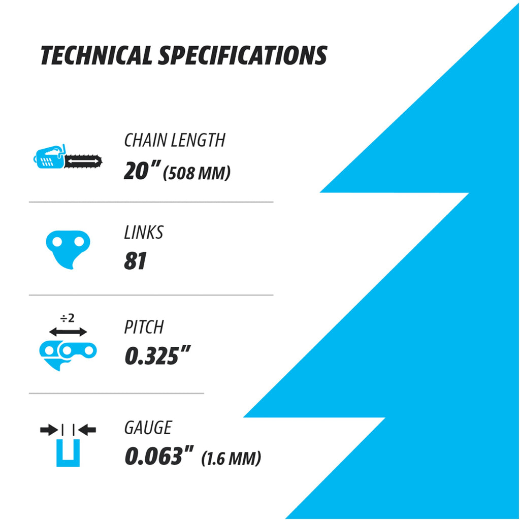 Premium 20 Inch Chainsaw Chain 3/8" Pitch .063" Gauge 72 DL - Fits Husqvarna 480, 465 (Rancher), 570XP, 575XP, 576XP, STIHL and More - 203ATMD009, 75LPX072G, 75EXL072G, 75EXJ072G (3 Chains)