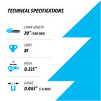 Premium 20 Inch Chainsaw Chain 3/8" Pitch .063" Gauge 72 DL - Fits Husqvarna 480, 465 (Rancher), 570XP, 575XP, 576XP, STIHL and More - 203ATMD009, 75LPX072G, 75EXL072G, 75EXJ072G (3 Chains)