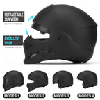 Full Face Motorcycle Helmet for Unisex-Adult Dirt Bike ATV Scooter Cruiser 3/4 Face Motocross Helmet Interchangeable Mouth Cover DOT Approved