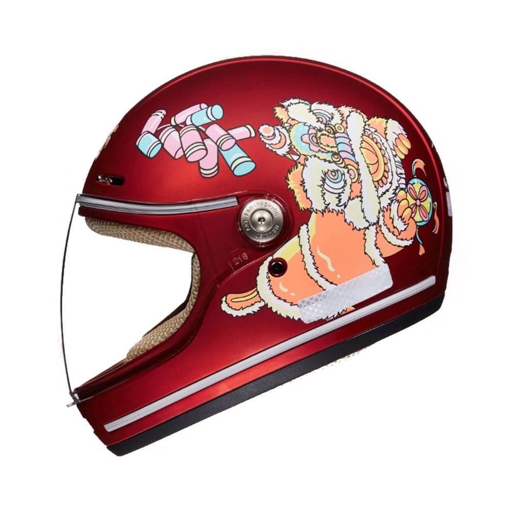 DOT Approved Retro Lightweight Kids Full Face Motorcycle Helmet Scooter ATV Motorbike Helmet Cute and Classic Children's Moped Cruiser Chopper Helmet with Visor for 2-14 yeas Old Child